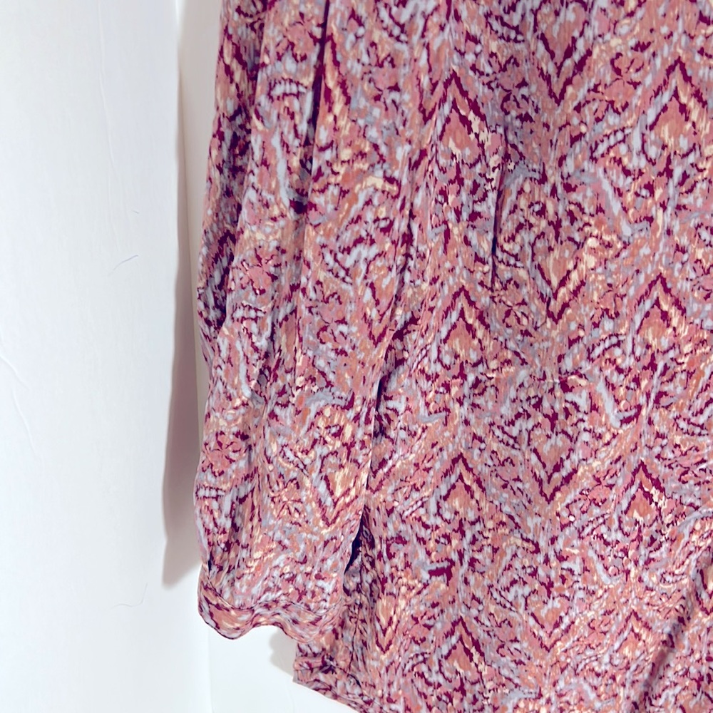 Max Studio long sleeve top size large pink blue silk light weight cottagecore - Picture 8 of 11